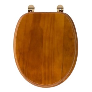 Croydex Solid Wood Toilet Seat - Antique Pine - Brass Hinges (WL515002) - main image 1