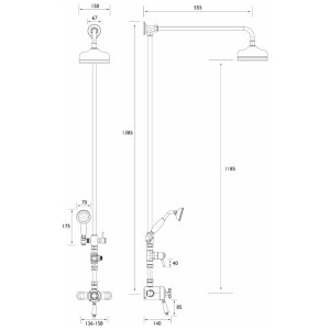 Bristan 1901 exposed dual control shower with diverter and rigid riser kit (N2 CSHXDIV C) - main image 2