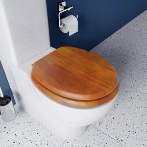 Croydex Solid Wood Toilet Seat - Antique Pine - Brass Hinges (WL515002) - main image 2