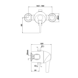 Inta Acura exposed thermostatic sequential shower (90033CP) - main image 2