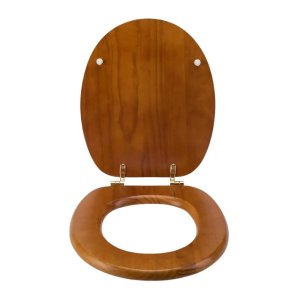 Croydex Solid Wood Toilet Seat - Antique Pine - Brass Hinges (WL515002) - main image 3