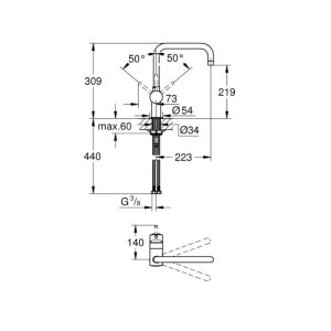 Grohe Minta Single Lever Sink Mixer - Brushed Hard Graphite (32488AL0) - main image 3
