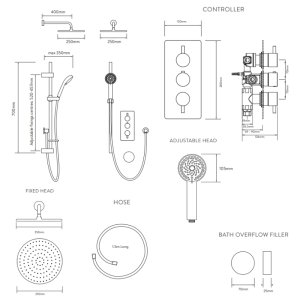 Aqualisa Dream Round Thermostatic Mixer Shower with Wall Fixed Head and Bath Fill - Chrome (DRMDCV3.ADFWBTX.RND) - main image 4