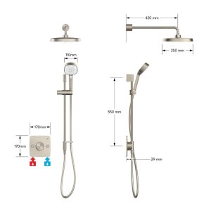 Mira Evoco Dual Outlet Thermostatic Mixer Shower (With HydroGlo) - Brushed Nickel (1.1967.004) - main image 4
