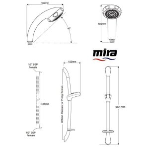 Mira Logic LF9 Shower Fittings Kit/Shower Rail Set - Chrome (2.1605.154) - main image 4