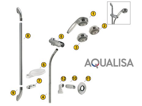 Aqualisa Adjustable Height Head (1996-1999) (Adjustable Height Head) spares breakdown diagram
