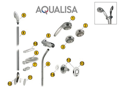 Aqualisa Adjustable Height Head (1999-2009) (Adjustable Height Head) spares breakdown diagram