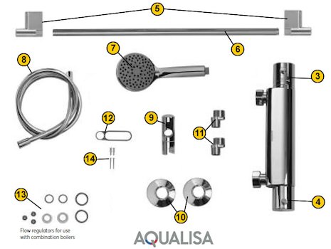 Aqualisa Midas 300 bar mixer shower - Gravity (MD301BAR) spares breakdown diagram