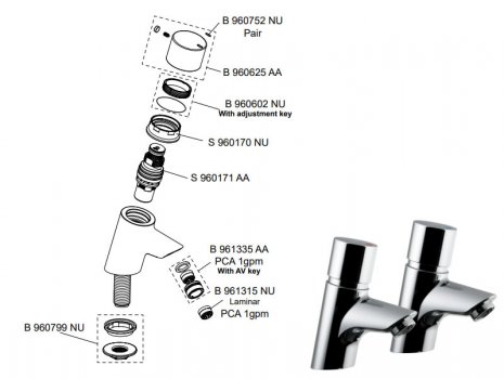 Armitage Shanks Avon 21 Basin Pillar Taps - Self Closing (B8267AA)