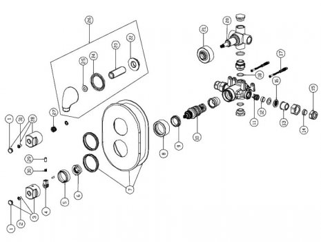 Bristan Artisan recessed dual control shower with diverter (art div) spares breakdown diagram