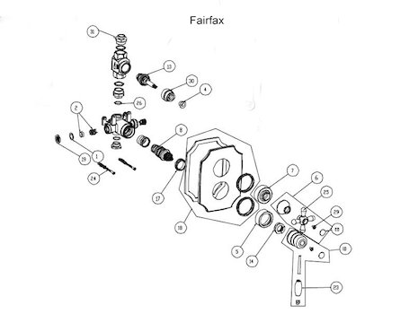 Bristan Fairfax thermostatic Built in (Fairfax) spares breakdown diagram