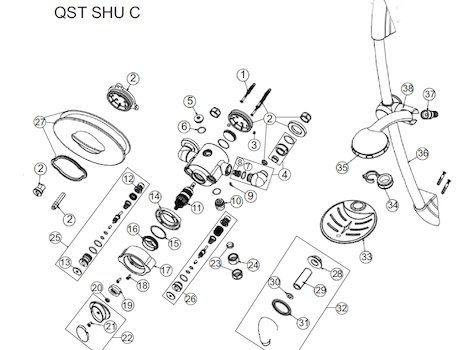 Bristan Quest thermostatic shower (Quest) spares breakdown diagram