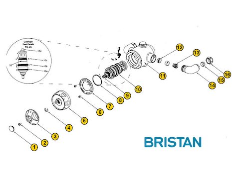 Bristan Jive Cascade (Jive) spares breakdown diagram