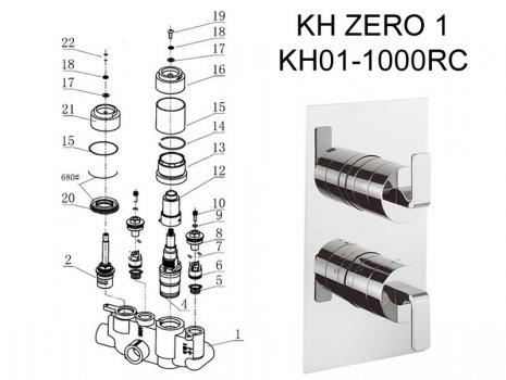 Crosswater KH ZERO 1 thermostatic shower valve post 2013 (KH01_1000RC)