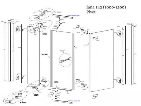 Daryl Iana 142 1000-1200mm spares breakdown diagram