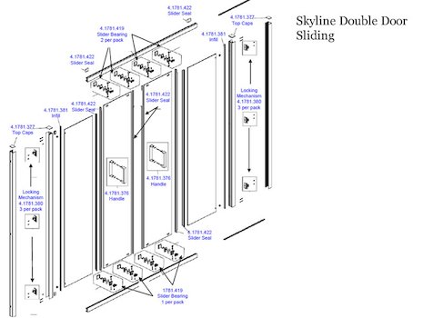 Daryl Skyline Double sliding door spares breakdown diagram