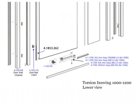 Daryl Torsion inswing 1000 -1200 lower view spares breakdown diagram