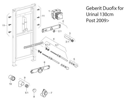 Geberit Duofix urinal - post 2009 spares breakdown diagram