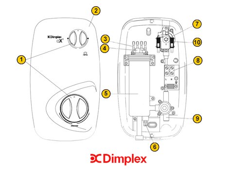 Glen Dimplex AX1 (AX1) spares breakdown diagram