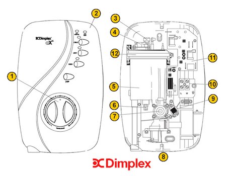 Glen Dimplex AX4 (AX4) spares breakdown diagram