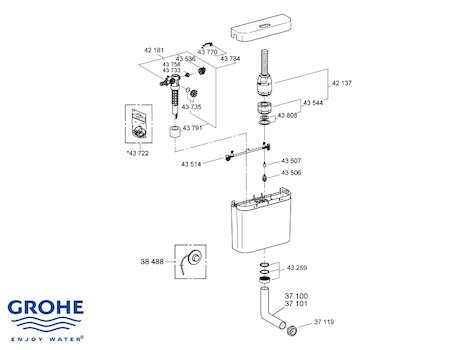 Grohe Adagio 6L Cistern Side inlet - 37762 SH0 (37762SH0) spares breakdown diagram