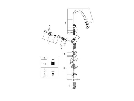 Grohe Costa S Sink Mixer - Chrome (31819001) spares breakdown diagram