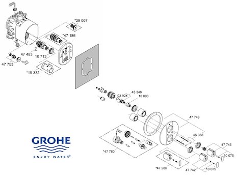 Grohe Grohtherm 2000 - 19354 000 (19354000) spares breakdown diagram