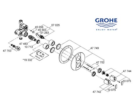 Grohe Grohtherm Auto 2000 - 34235 000 (34235000) spares breakdown diagram