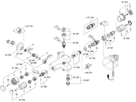Grohe Grotherm Auto 2000 - 34357 bath/shower mixer (34357000) spares breakdown diagram