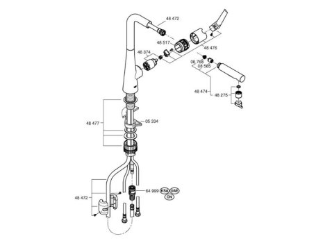 Grohe Zedra Single Lever Sink Mixer - Supersteel (32553DC2) spares breakdown diagram