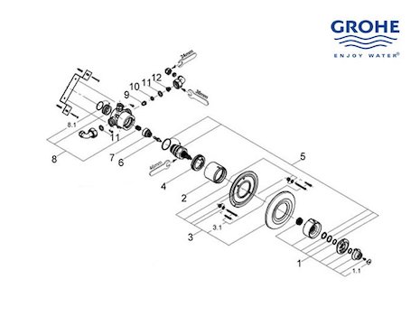 Grohe Avensys Dual Built-in - 34083 IP0 (34083IP0) spares breakdown diagram