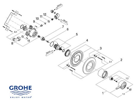 Grohe Avensys Single concealed - 34041 IL0 (34041IL0) spares breakdown diagram