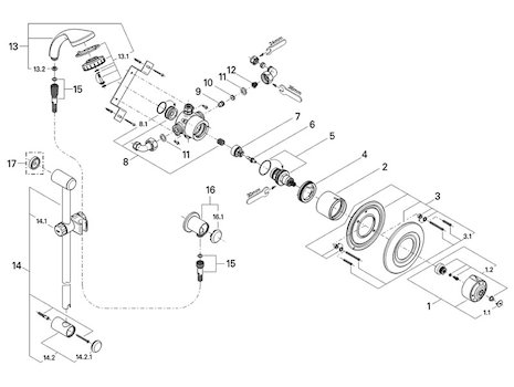Grohe Avensys Single Control Thermostatic (34036000) spares breakdown diagram