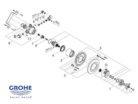 Grohe Avensys Traditional concealed - 34114 IL0 (34114IL0) spares breakdown diagram