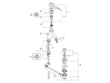Grohe Ectos Mono Basin Mixer Tap (33180IP0) spares breakdown diagram