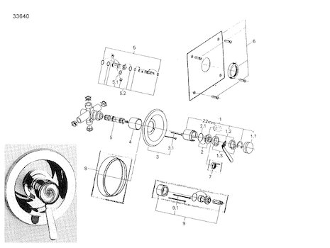 Grohe Euromix Manual Shower Valve (33640000) spares breakdown diagram