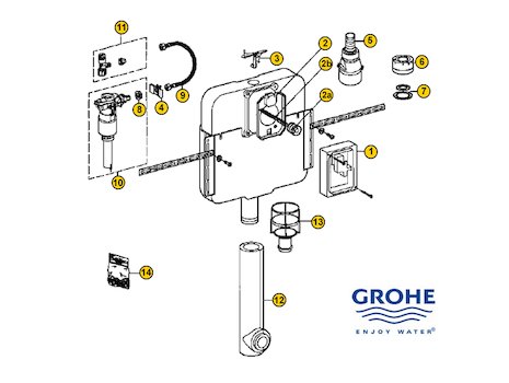Grohe mechanical cistern - 37050 000 (37050000) spares breakdown diagram