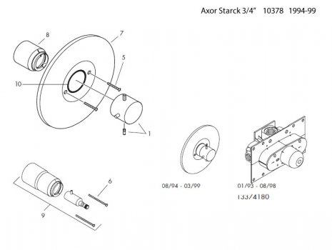 Hansgrohe Axor Starck single control shower valve 3/4" (10378000) spares breakdown diagram