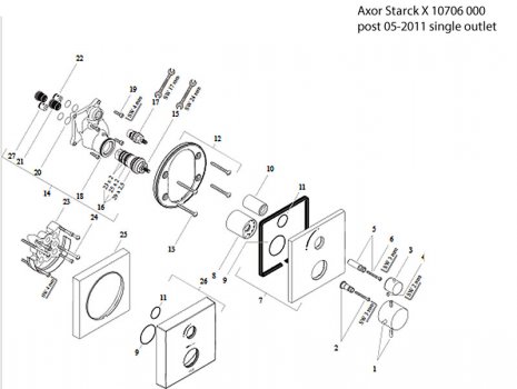 Hansgrohe Axor Starck X shower single outlet (10706000) spares breakdown diagram
