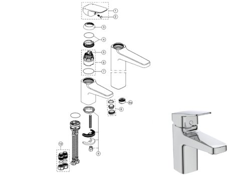 Ideal Standard Ceraplan single lever basin mixer (BD220AA) spares breakdown diagram