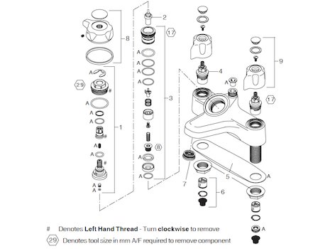 Meynell Virtuoso Bonus CD bath shower mixer (PEBS0025.1P) spares breakdown diagram