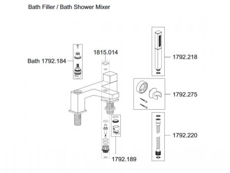 Mira Honesty bath filler tap (2.1815.004) spares breakdown diagram