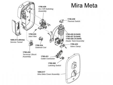 Mira Meta Electric Shower 10.8kW (1.1895.006) spares breakdown diagram