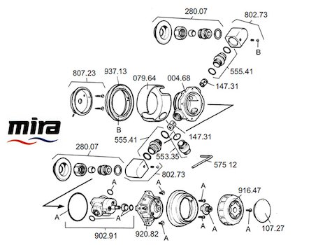 Mira 415 (1991-1993) spares breakdown diagram