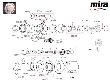 Mira 723 spares breakdown diagram