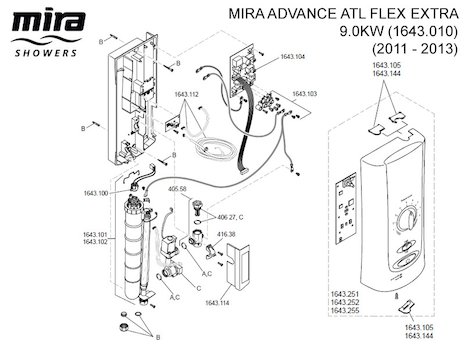 Mira Advance ATL Flex Extra - 9.0kW (2011-2013) (1.1643.010) spares breakdown diagram