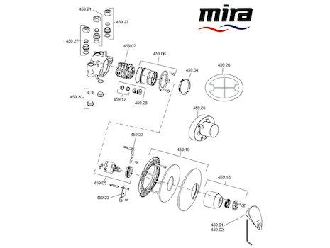 Mira Combiflow B spares breakdown diagram