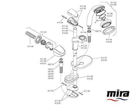 Mira Response Adjustable spares breakdown diagram