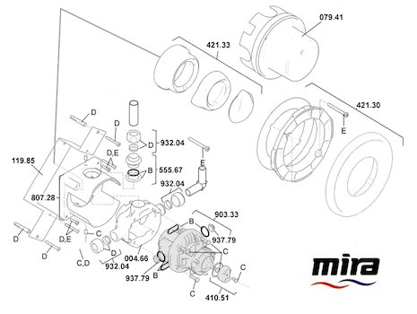 Mira Select B (1998-2001) spares breakdown diagram