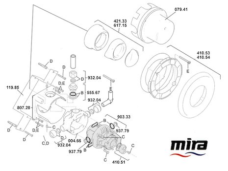 Mira Select B (2001-2003) spares breakdown diagram